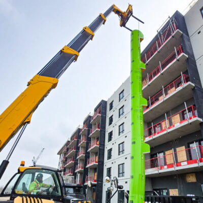 green-superchute-being-raised-into-position